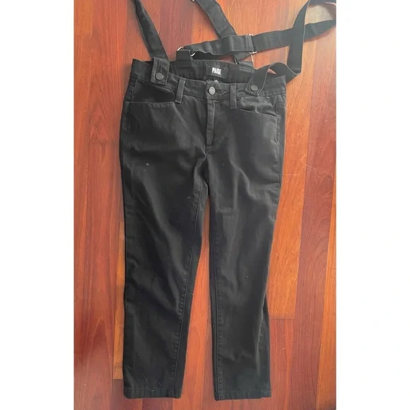 Paige Phillipa Suspender Jeans Anthropologie Black Boyfriend 24 Overalls Denim - Picture 5 of 9